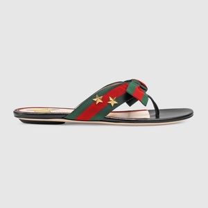 SOLD! NEW $520 GUCCI WEB THONG SANDALS SIZE 8.5 US